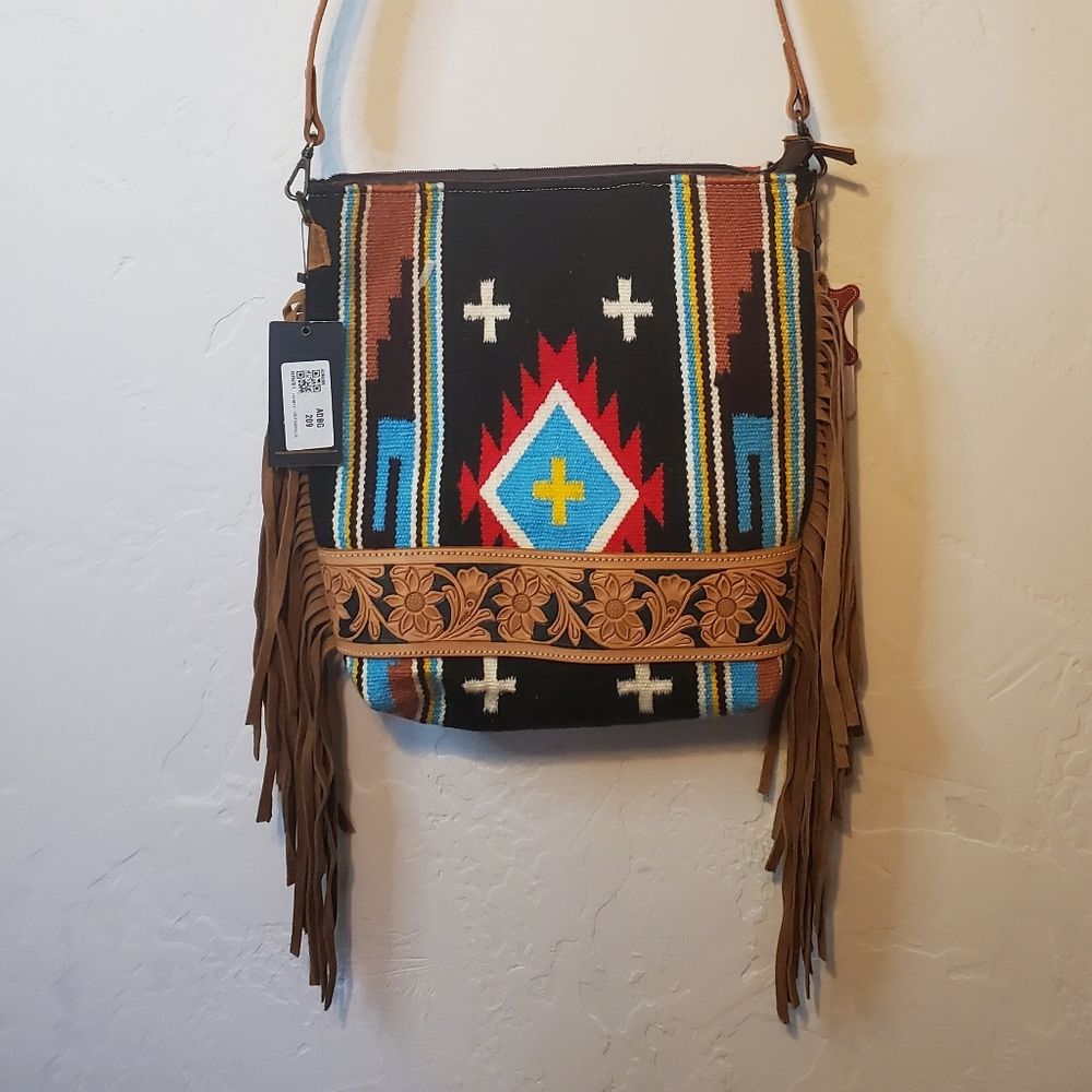 American Darling Boho Vintage Leather Fringed Bag